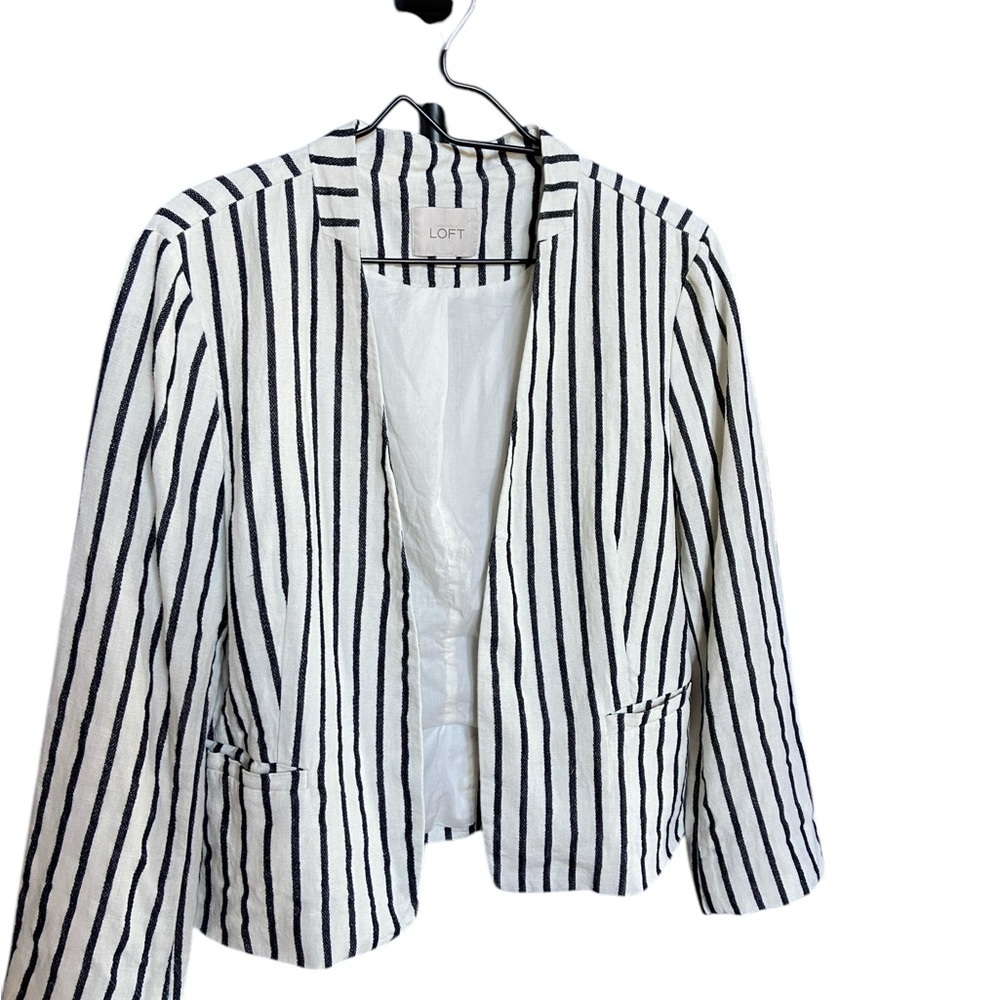 LOFT Women's Black and White Striped Jacket